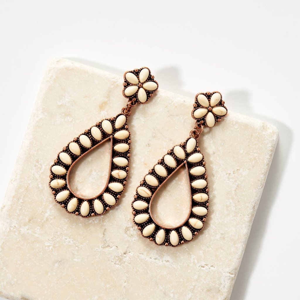 Western Stone Teardrop Earrings Vintage Western Aesthetic Western Stone Teardrop Earrings Vintage Western Aesthetic